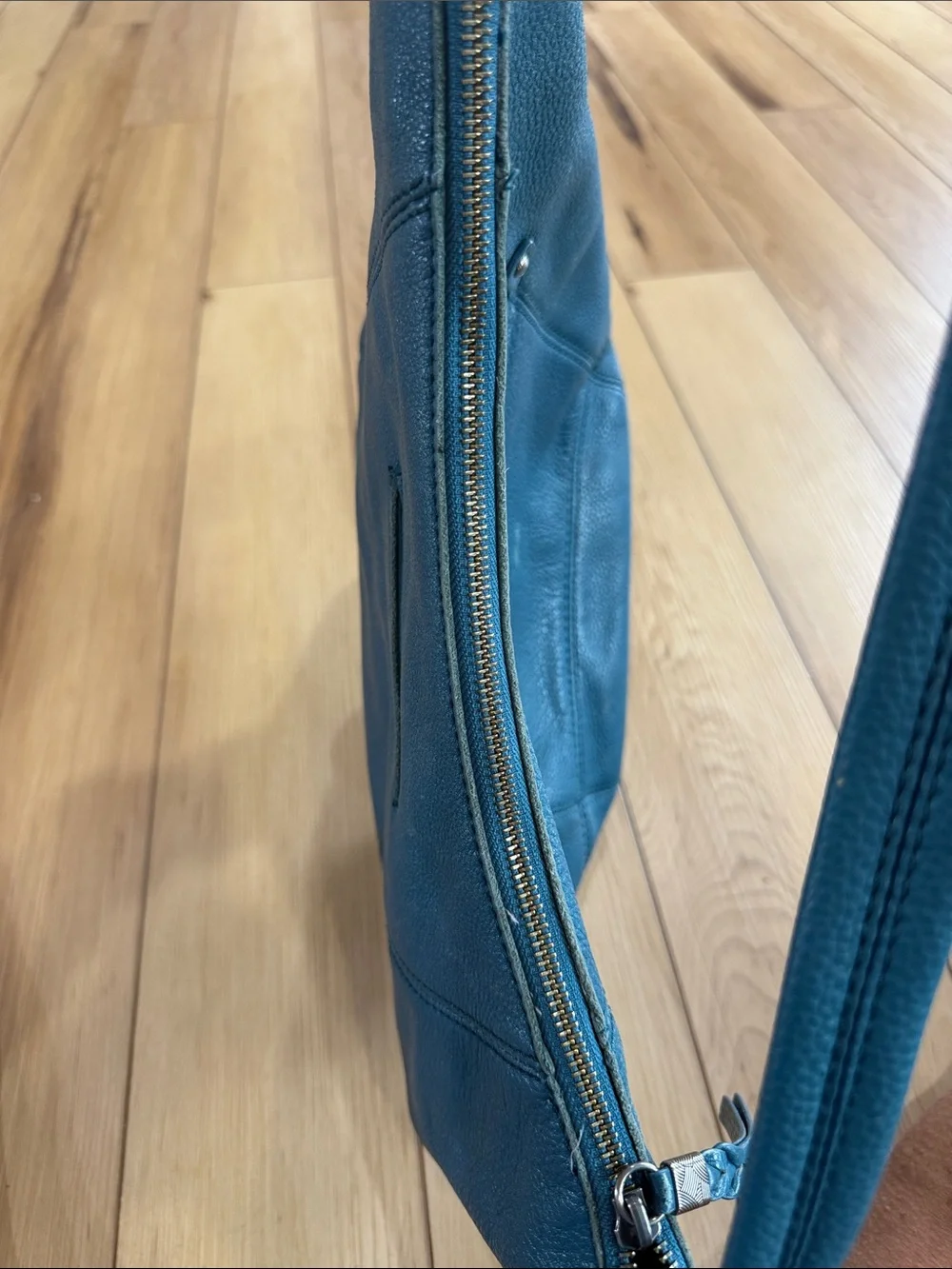 The Sak Teal Pebbled Leather Hobo Shoulder Bag